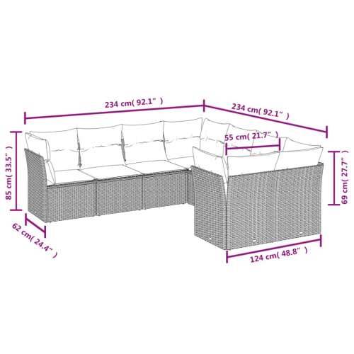 Vrtna garnitura - 8-dijelni set vrtnih sofa od poliratana s jastucima crni - Crna 1 Cijena
