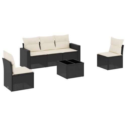Vrtna garnitura - 6-dijelni set vrtnih sofa s jastucima crni od poliratana - Crna i krem 1 Sa stolom Cijena