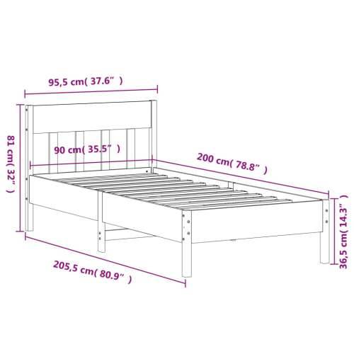 Okvir kreveta bez madraca 90 x 200 cm od masivne borovine - Prirodna 90 x 200 cm Cijena