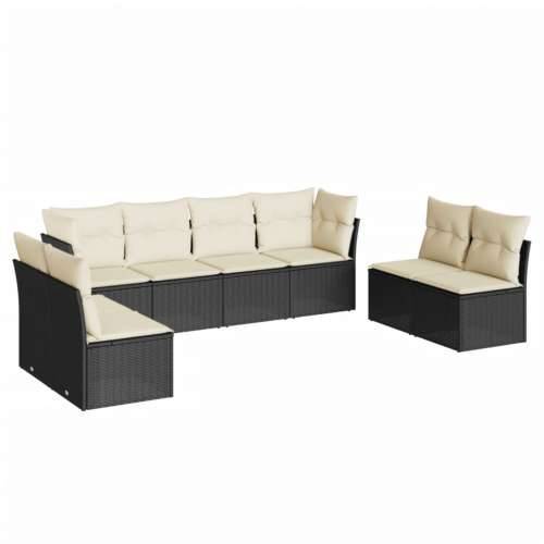 Vrtna garnitura - 8-dijelni set vrtnih sofa od poliratana s jastucima crni - Crna i krem Bez stola 1 Cijena