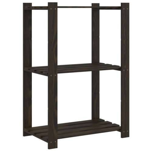 Stalak za pohranu s 3 razine crni 60x38x90 cm masivna borovina - Crna 60 x 38 x 90 cm 1 Cijena