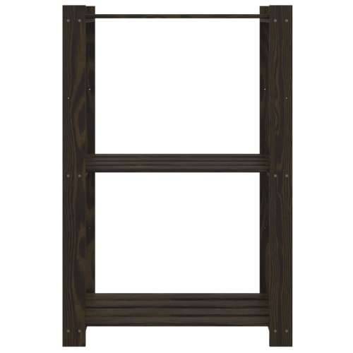 Stalak za pohranu s 3 razine crni 60x38x90 cm masivna borovina - Crna 60 x 38 x 90 cm 1 Cijena