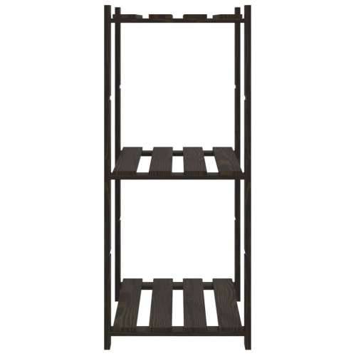 Stalak za pohranu s 3 razine crni 60x38x90 cm masivna borovina - Crna 60 x 38 x 90 cm 1 Cijena