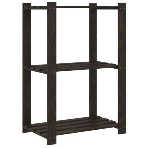 Stalak za pohranu s 3 razine crni 60x38x90 cm masivna borovina - Crna 60 x 38 x 90 cm 1 Cijena