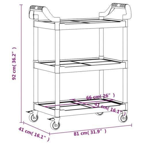 Kolica s 3 razine siva 81 x 41 x 92 cm aluminijska - Siva 81 x 41 x 92 cm Cijena