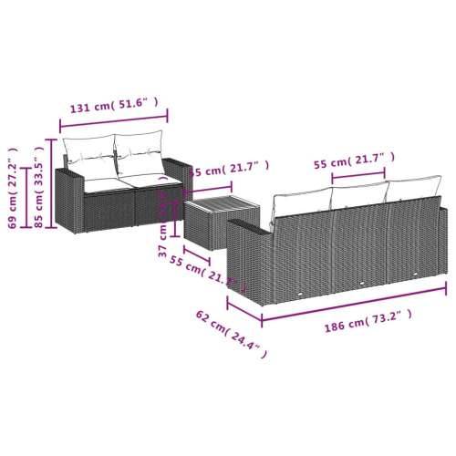 Vrtna garnitura - 6-dijelni set vrtnih sofa od poliratana s jastucima sivi - Siva 1 Cijena