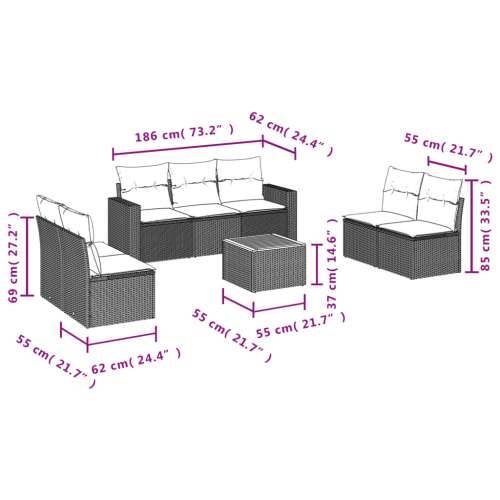 Vrtna garnitura - 8-dijelni set vrtnih sofa od poliratana s jastucima crni - Crna i krem 1 Cijena