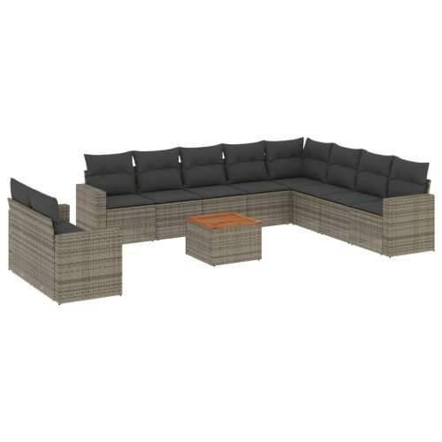 Vrtna garnitura - 11-dijelni set vrtnih sofa od poliratana s jastucima sivi - Siva 1 Cijena