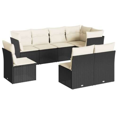 Vrtna garnitura - 8-dijelni set vrtnih sofa od poliratana s jastucima crni - Crna i krem Bez stola 1 Cijena