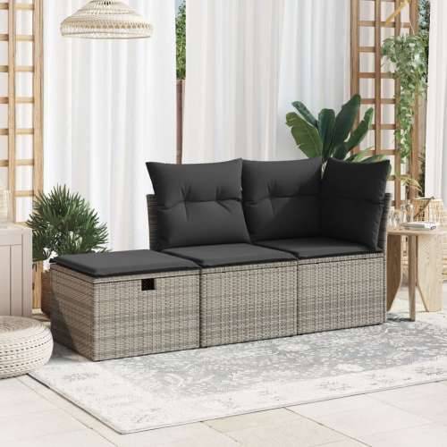Vrtni tabure s jastukom sivi 55 x 55 x 37 cm od poliratana - Siva 1 sa spremištem Cijena