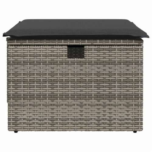 Vrtni tabure s jastukom sivi 55 x 55 x 37 cm od poliratana - Siva 1 sa spremištem Cijena
