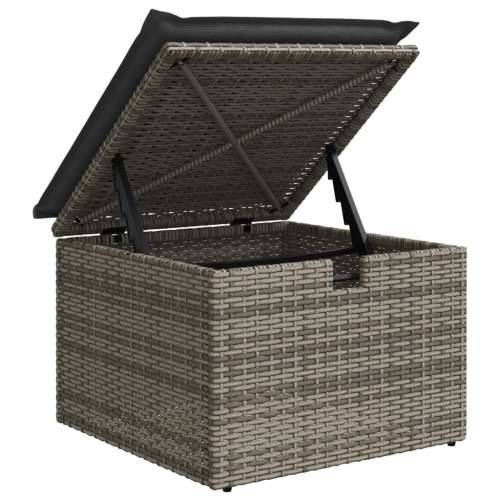 Vrtni tabure s jastukom sivi 55 x 55 x 37 cm od poliratana - Siva 1 sa spremištem Cijena