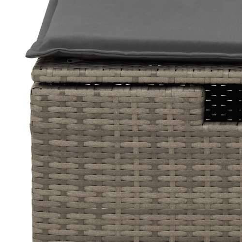 Vrtni tabure s jastukom sivi 55 x 55 x 37 cm od poliratana - Siva 1 sa spremištem Cijena