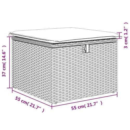Vrtni tabure s jastukom sivi 55 x 55 x 37 cm od poliratana - Siva 1 sa spremištem Cijena