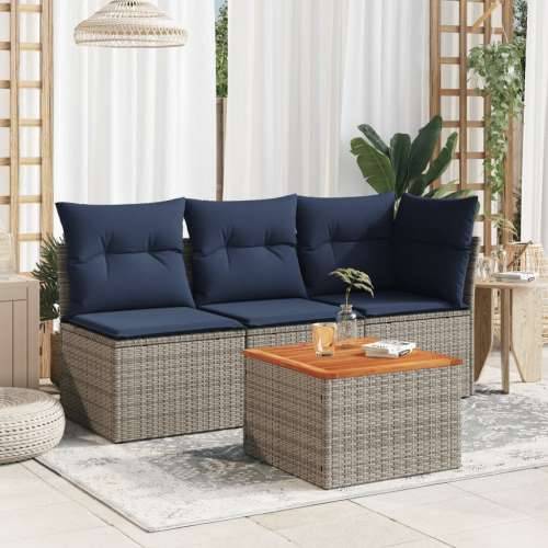 Vrtni stol sivi 55 x 55 x 37 cm od poliratana i bagremovog drva - Siva 1 boja drva Cijena