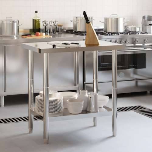 Kuhinjski radni stol 82,5 x 55 x 85 cm od nehrđajućeg čelika Cijena