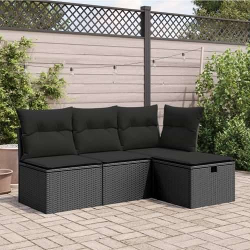 Vrtni tabure s jastukom crni 55 x 55 x 37 cm od poliratana - Crna 1 sa spremištem Cijena