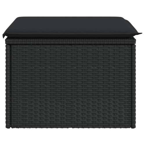 Vrtni tabure s jastukom crni 55 x 55 x 37 cm od poliratana - Crna 1 sa spremištem Cijena