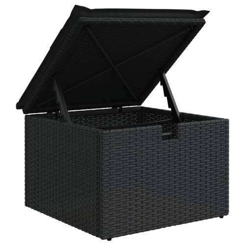Vrtni tabure s jastukom crni 55 x 55 x 37 cm od poliratana - Crna 1 sa spremištem Cijena