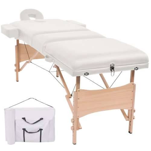 Sklopivi stol za masažu s 3 zone debljina 10 cm bijeli Cijena