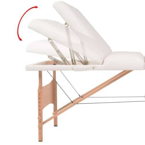 Sklopivi stol za masažu s 3 zone debljina 10 cm bijeli Cijena
