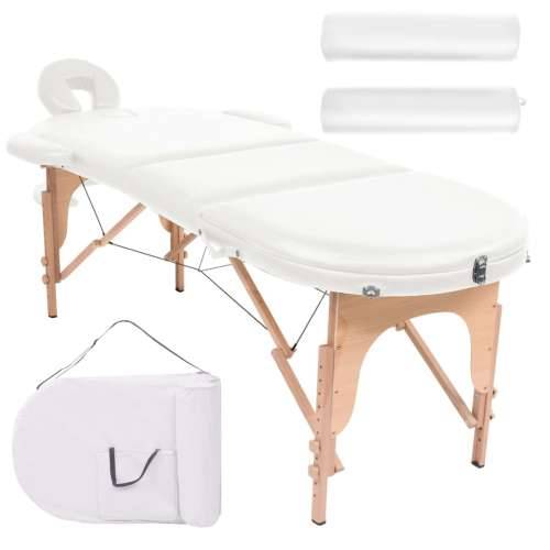 Sklopivi masažni stol debljine 4 cm s 2 jastučića ovalni bijeli Cijena