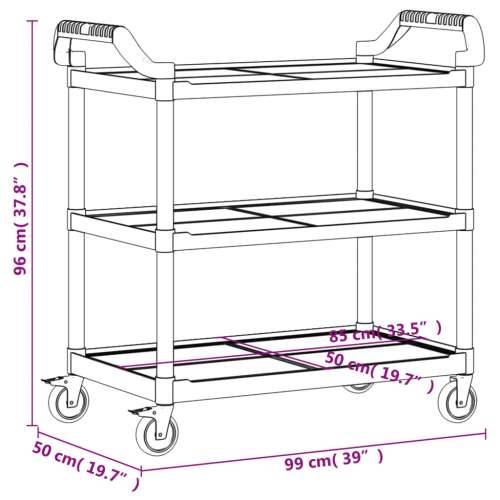 Kolica s 3 razine siva 99 x 50 x 96 cm aluminijska - Siva 99 x 50 x 96 cm Cijena