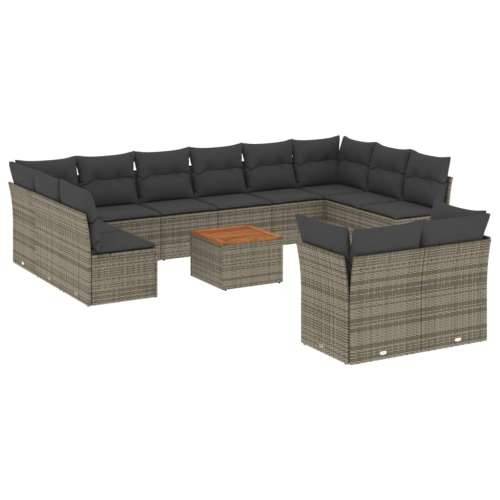 Vrtna garnitura - 13-dijelni set vrtnih sofa od poliratana s jastucima sivi - Siva 1 Cijena