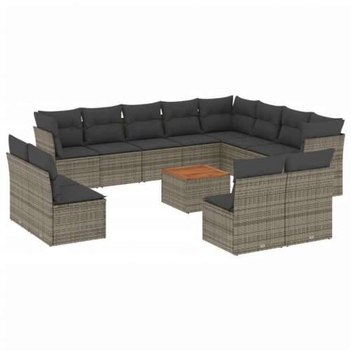 Vrtna garnitura - 13-dijelni set vrtnih sofa od poliratana s jastucima sivi - Siva 1 Cijena
