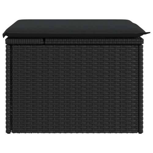 Vrtni tabure s jastukom crni 55 x 55 x 37 cm od poliratana - Crna 1 sa spremištem i torbom Cijena