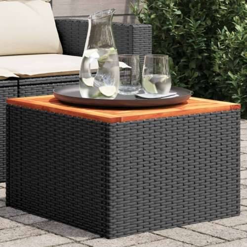 Vrtni stol crni 55 x 55 x 37 cm od poliratana i bagremovog drva - Crna 1 boja drva Cijena