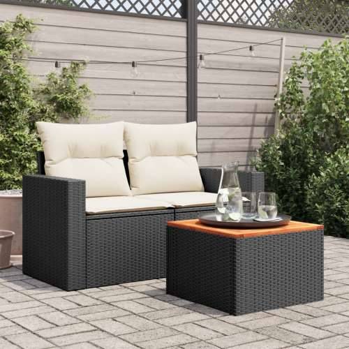 Vrtni stol crni 55 x 55 x 37 cm od poliratana i bagremovog drva - Crna 1 boja drva Cijena