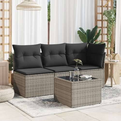 Vrtni stol sa staklenom pločom sivi 55x55x37 cm od poliratana - Siva 1 pe rattan Cijena