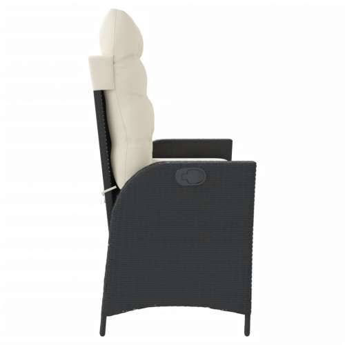 Vrtni naslonjač s jastucima crni od poliratana - Crna i krem 104 x 59 x 93 cm 1 Cijena
