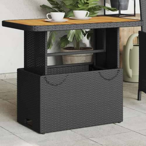 Vrtni stol crni 90 x 55 x 71 cm od poliratana i bagremovog drva - Crna 90 x 55 x 71 cm 1 Cijena