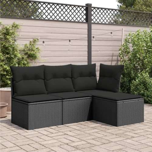 Vrtni tabure s jastukom crni 55 x 55 x 37 cm od poliratana - Crna 1 bez spremišta Cijena