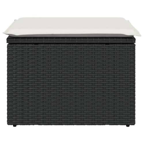 Vrtni tabure s jastukom crni 55 x 55 x 37 cm od poliratana - Crna i krem 1 sa spremištem i torbom Cijena