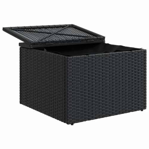Vrtni tabure s jastukom crni 55 x 55 x 37 cm od poliratana - Crna i krem 1 sa spremištem i torbom Cijena