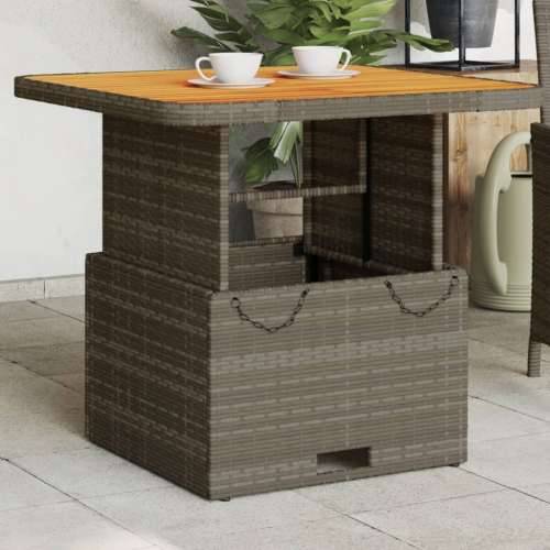 Vrtni stol sivi 80 x 80 x 71 cm od poliratana i bagremovog drva - Siva 80 x 80 x 71 cm 1 Cijena