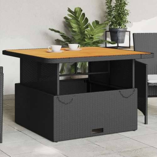 Vrtni stol crni 110 x 110 x 71 cm poliratan i bagremovo drvo - Crna 110 x 110 x 71 cm 1 Cijena
