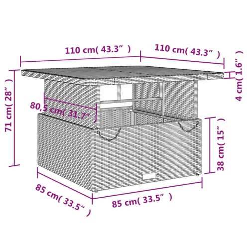 Vrtni stol crni 110 x 110 x 71 cm poliratan i bagremovo drvo - Crna 110 x 110 x 71 cm 1 Cijena