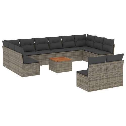 Vrtna garnitura - 13-dijelni set vrtnih sofa od poliratana s jastucima sivi - Siva 1 Cijena