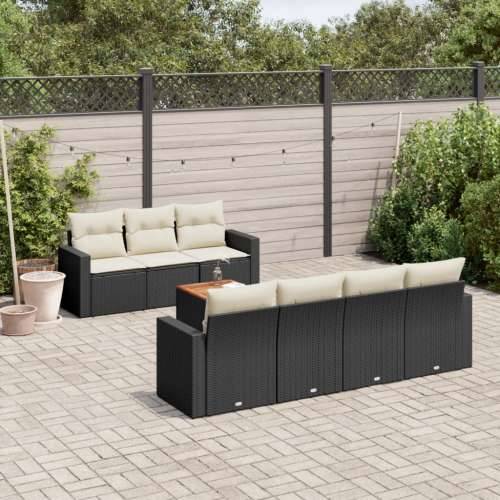 Vrtna garnitura - 8-dijelni set vrtnih sofa od poliratana s jastucima crni - Crna i krem 1 Cijena