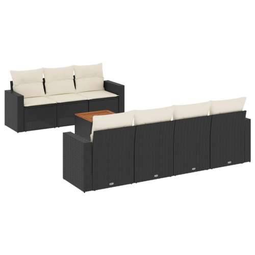 Vrtna garnitura - 8-dijelni set vrtnih sofa od poliratana s jastucima crni - Crna i krem 1 Cijena