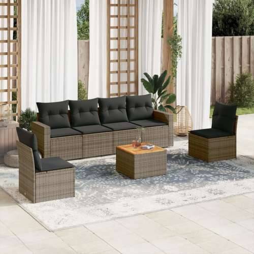 Vrtna garnitura - 7-dijelni set vrtnih sofa sivi od poliratana - Siva 1 Cijena