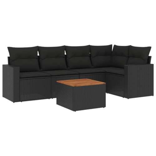 Vrtna garnitura - 6-dijelni set vrtnih sofa s jastucima crni od poliratana - Crna stol + kutna + 2x srednja 1 Cijena