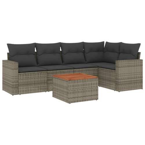 Vrtna garnitura - 6-dijelni set vrtnih sofa od poliratana s jastucima sivi - Siva stol + kutna + 2x srednja 1 Cijena