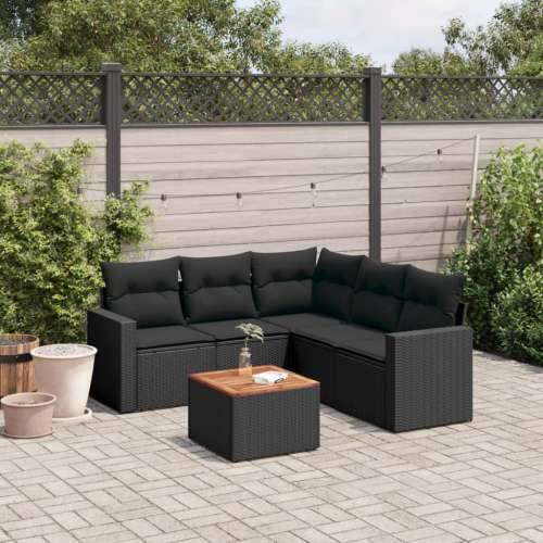 Vrtna garnitura - 6-dijelni set vrtnih sofa s jastucima crni od poliratana - Crna kutna + stol + 2x srednja 1 Cijena