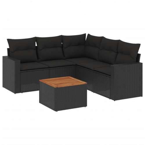 Vrtna garnitura - 6-dijelni set vrtnih sofa s jastucima crni od poliratana - Crna kutna + stol + 2x srednja 1 Cijena
