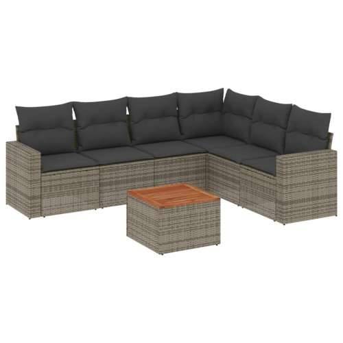 Vrtna garnitura - 7-dijelni set vrtnih sofa sivi od poliratana - Siva kutna + stol + 3x srednja 1 Cijena
